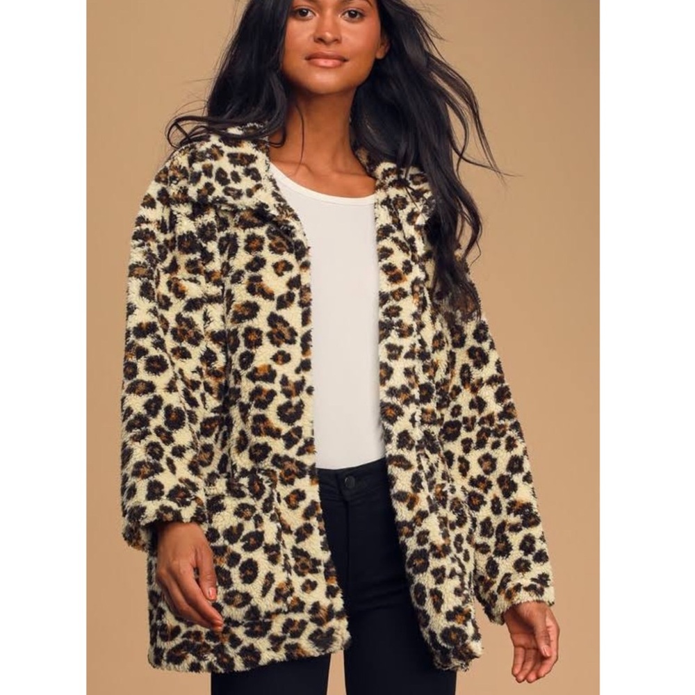 TOPSHOP Leopard Print Coat Size 10